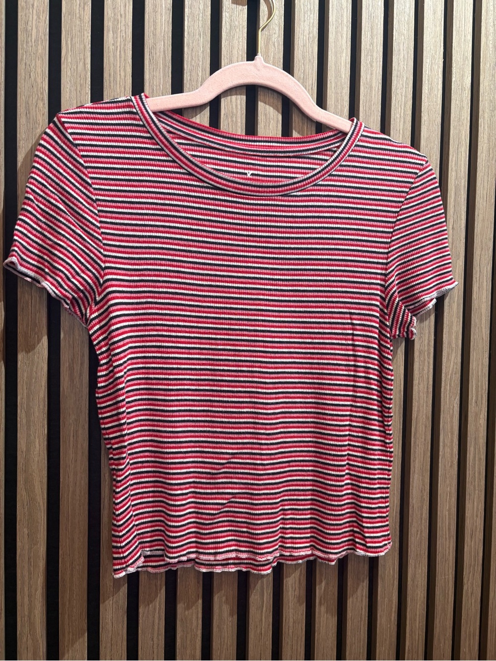 Striped Short Sleeve Tee - Red/White/Black - vintage